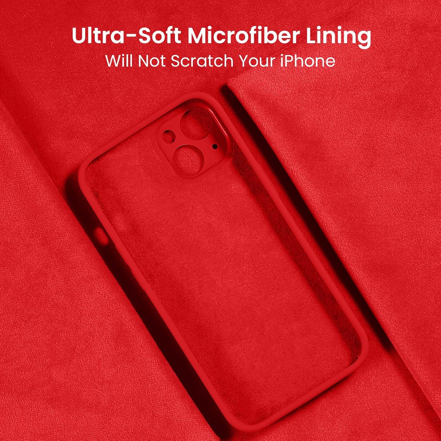 FireNova Designed for iPhone 13 Case, Silicone Upgraded [Camera Protection] Phone Case with [2 Screen Protectors], Soft Anti-Scratch Microfiber Lining Inside, 6.1 inch, Red