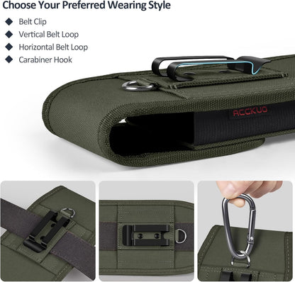 Phone Holster for Belt with Metal Clip and Magnetic Closure Compatible with Galaxy S25/S24/S23/S22/S21/S20 Ultra A16 A26 A35 A36 A55 A56 for Everyday Protection, XL-Green