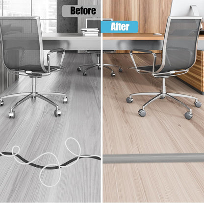 Floor Cord Cover Cavity 0.8"x0.37" Self Adhesive Cord Hider, 10FT Low Profile Cable Management, Extension Strip Protector for Wires, Prevent Cable Trips for Offices, Gyms, Exhibitions (Gray Wood)