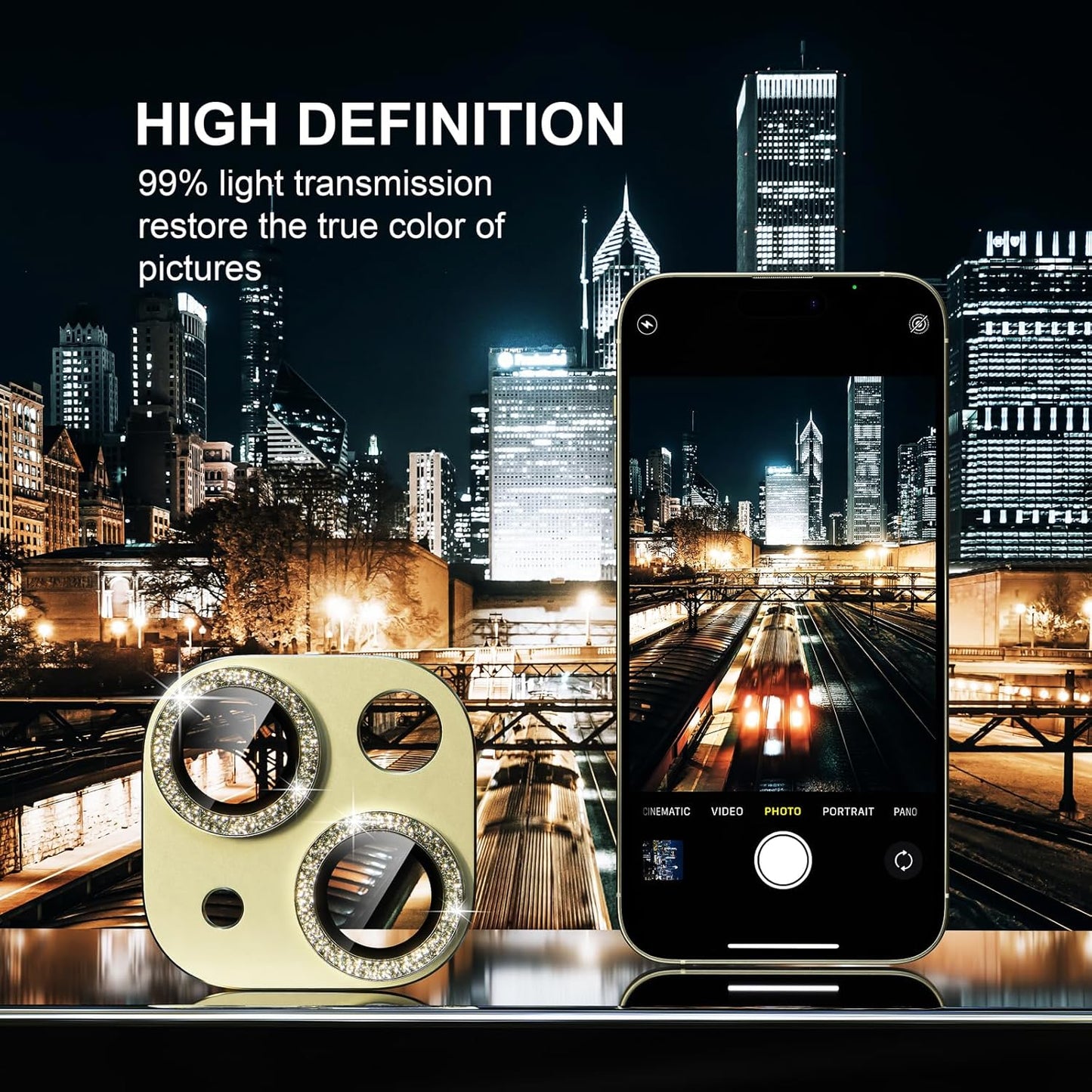 beuxece for iPhone 15/iPhone 15Plus Camera Lens Proprotector, Metal Camera Screen Proprotector Cover Accessories, Case Friendly, HD Tempered Glass,Drop Protection, Easy to Install,Yellow