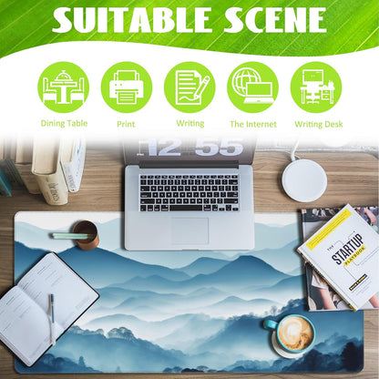 Large Gaming Mouse Pad, Mountain Desk Mat, Misty Forest Mountains Desk Pad, Extended Big Computer Keyboard Mouse Pad with Non-Slip Base and Stitched Edge, 35.4"x15.7"