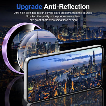 for Samsung Galaxy S24 FE Camera Lens Protector, Individual Metal Ring Tempered Glass Lens Cover, [Strong Adsorption] Scratch Resistant Ultra-Thin HD Clear Lens Cover, 1 Set-Purple Ring