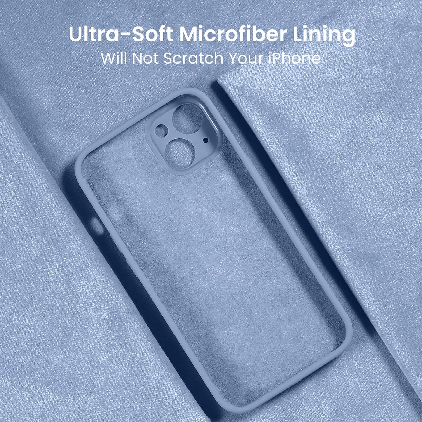 FireNova Designed for iPhone 13 Case, Silicone Upgraded [Camera Protection] Phone Case with [2 Screen Protectors], Soft Anti-Scratch Microfiber Lining Inside, 6.1 inch, Light Blue