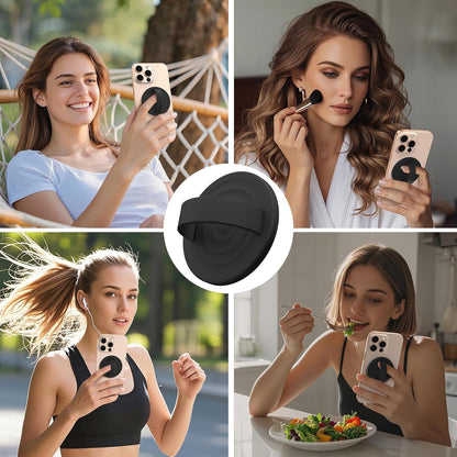 Magnetic Phone Ring Grip Holder, Silicone Finger Loop Grip, Compatible with MasSafe, Back of Phone for iPhone Pro Max/Plus/16/15/15/14/13/12 Series, Black