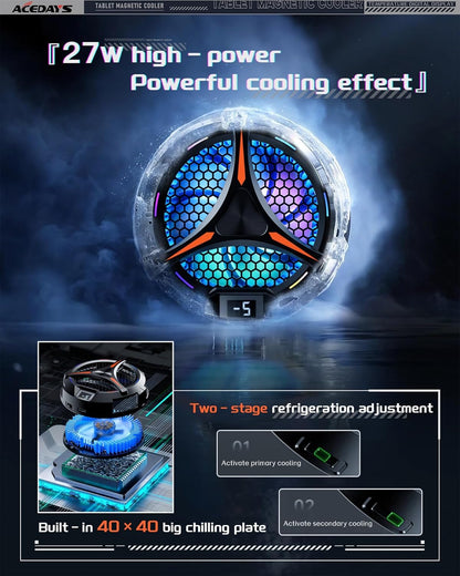 iPad Cooler,Magnetic Tablet Cooler for ipad/Surface pro/Samsung Tab,Compatible for Steam Deck,Universal Radiator with Temperature Display for Mobile Gaming,Tiktok Live Streaming