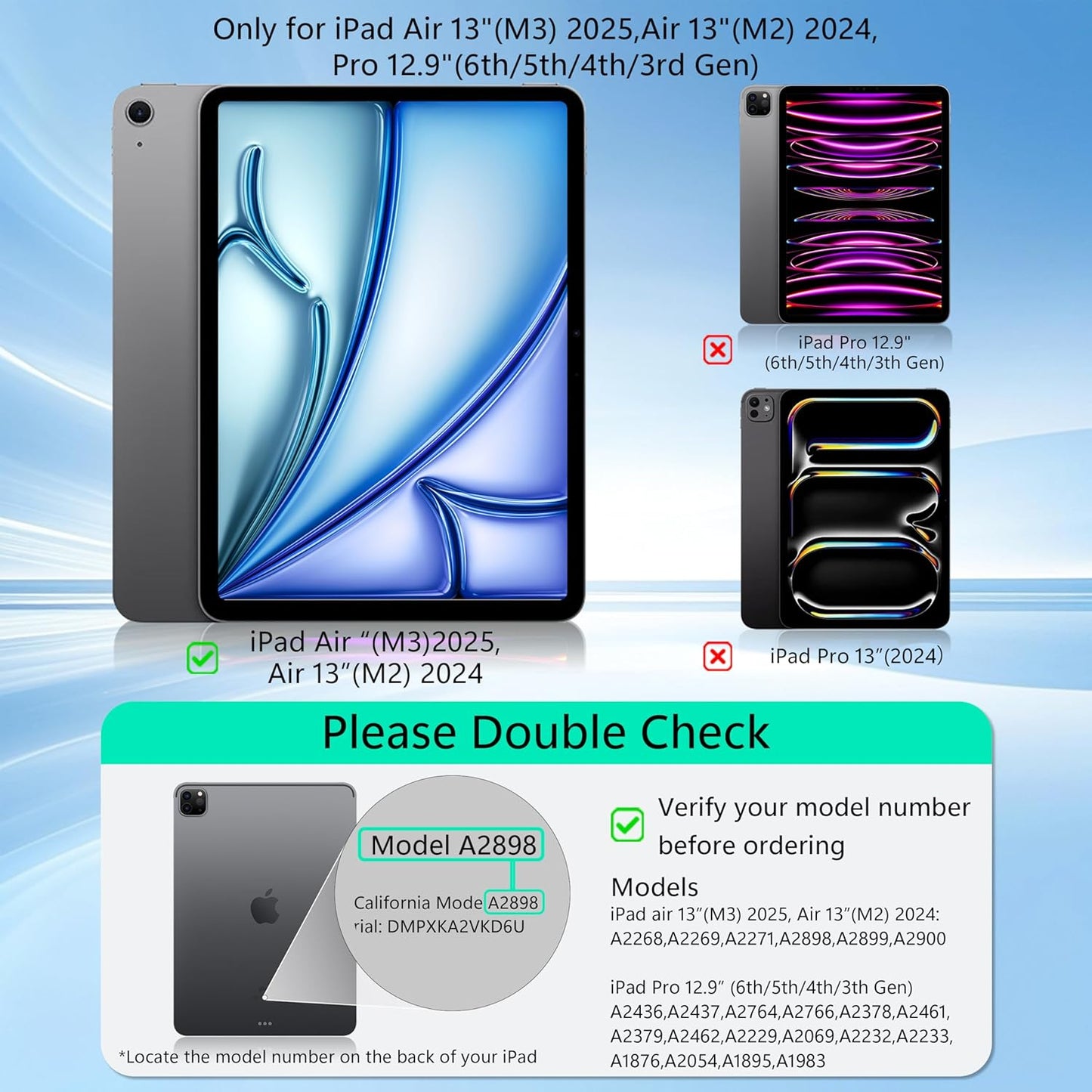 Keyboard Case for iPad Air 13 inch,iPad Pro 12.9 inch (3/4/5/6th Gen),Easy-Set Floating Cantilever Stand Magic Magnetic Backlit - Multi-Touch Trackpad Keyboard Case for iPad (White)