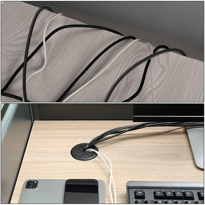 HYCC 5 Pack 2-3/8 Inch Flexible Desk Grommet,Organize Wires and Cables on Office Equipment, Computer Components, Entertainment Systems Effectively - Color: Black