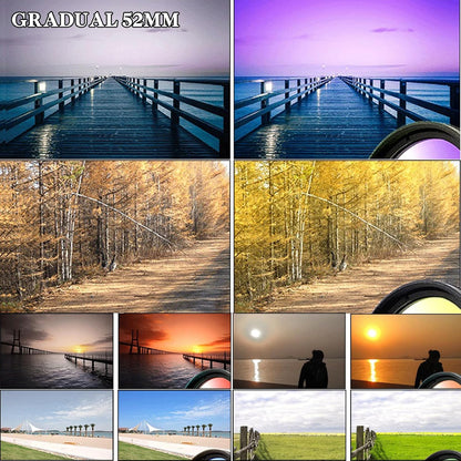 10 in 1 Cell Phone Camera Lens Kit, 52MM Clip-On CPL Phone Camera Lens Filter Kit Including 10x Macro, CPL Polarizer, 7 Colour Filters Compatible with iPhone and Other Phones