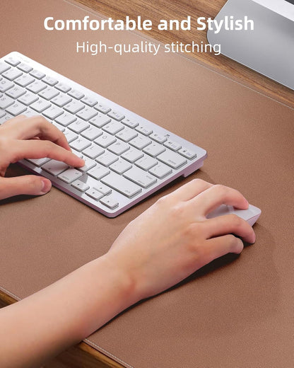 Leather Desk Pad Protector,Desk Mat,Large Mouse Pad, Non-Slip Desk Pad, Waterproof PU Leather Desk Blotter Mat, Desk Cover for Office and Home (Gold, 36" x 17")