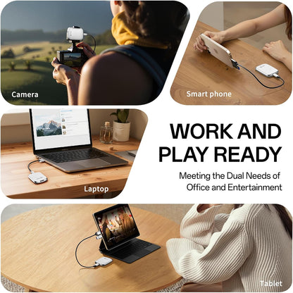 PHIXERO P5PLUS Portable SSD 256GB Up to 550MB/s, USB 3.2 Gen 2 External Solid State Drive，USB C to C&A for Smartphone，Tablet，PC，Labtop (White)