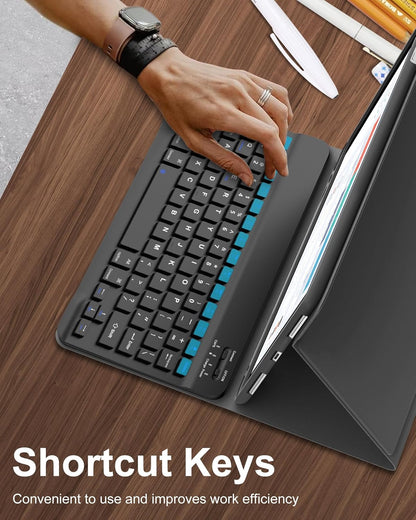 D DINGRICH for iPad 10th Generation Case with Keyboard (10.9", 2022), Smart Folio Leather Cover with Pencil Holder, Rechargeable, Magnetic Wireless Keyboard for 10.9 inch Apple iPad 10th Gen, Black