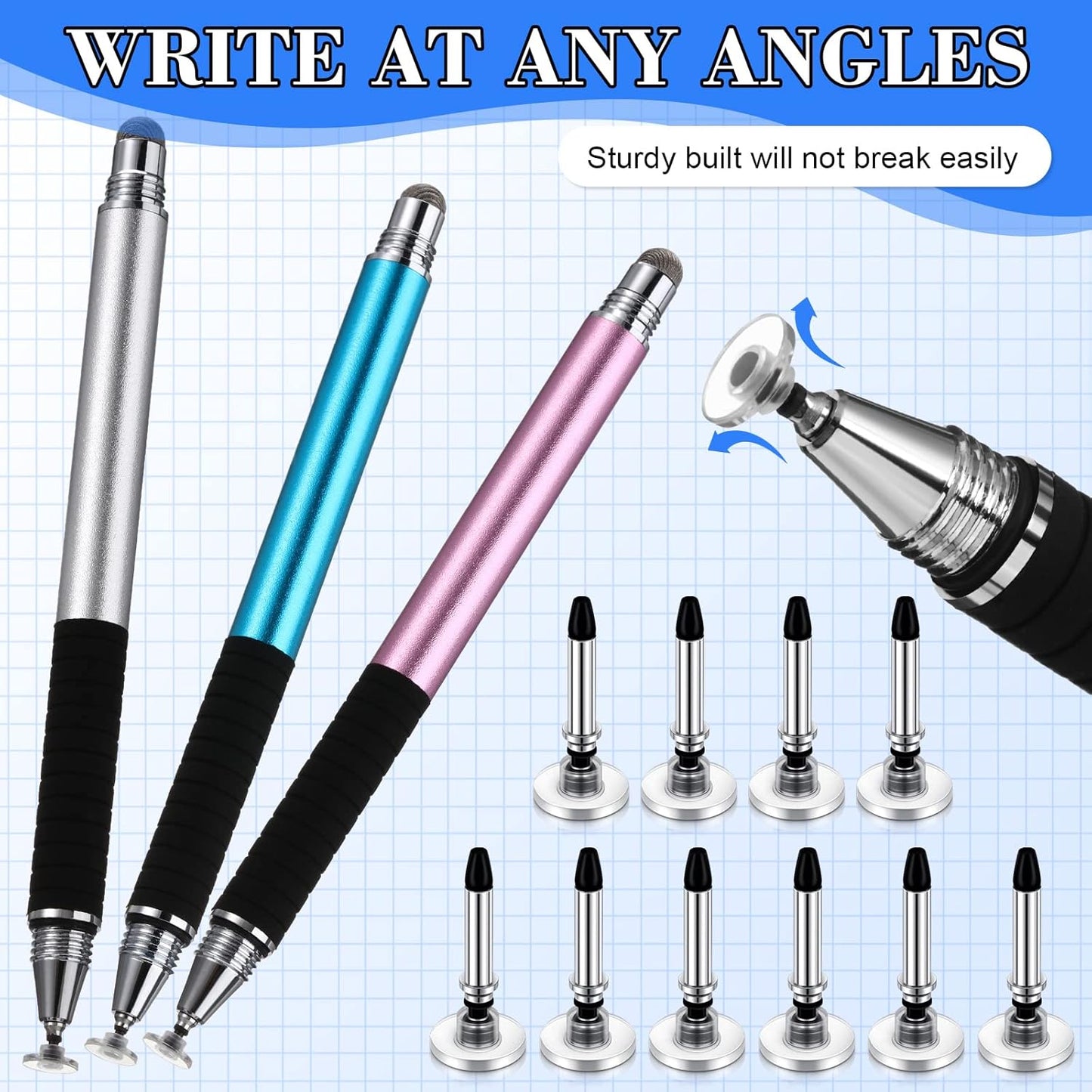 Yexiya 36 Pieces Stylus Pen Tips Replacement Tips Only High Precision Replaceable Stylus Pen Disc Tops Universal Round Shape Penpoint for Touch Screen Devices Daily Using Supplies