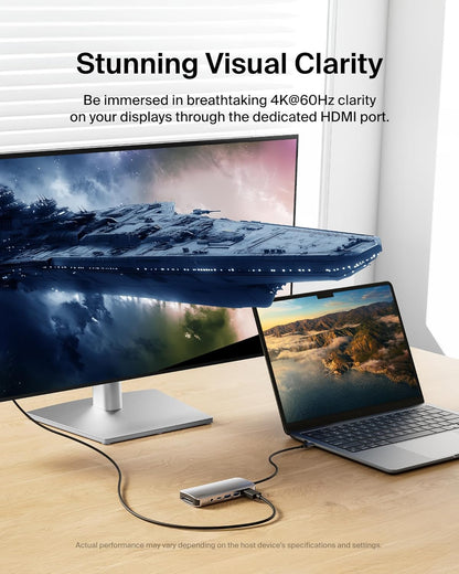 Belkin USB-C Hub, 7-in-1 Multiport Adapter - USB Docking Station with 4K HDMI, USB-C PD 3.0 Port, 2 x USB-A 3.1 Ports, SD Card & MicroSD Card Slots, & 3.5mm Audio Jack for MacBook, Air, iPad Pro, XPS
