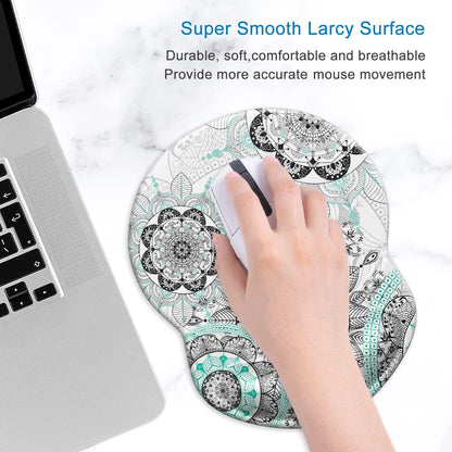 ITNRSIIET Ergonomic Mouse Pad with Gel Wrist Support Small Wrist Rest Smooth Surface Non-Slip PU Base Comfortable Office Supplies Pain Relief, 8.7 x 7.2 inches, Mandala Flowers