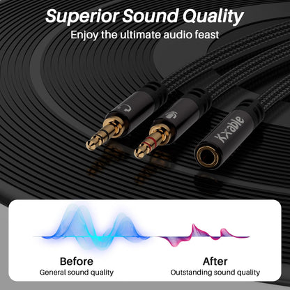 Headphone Splitter for Computer, 3.5mm Female to Dual 3.5mm Male Audio Splitter Cable, Stereo Jack Earphones Headset to PC Laptop Adapter, 1/8inch 2-in-1 Y Separator Aux Dongle Converters, 6FT