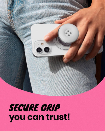 Solid Color Button Phone Grip – Minimalist Design, Durable and Lightweight, Grip and Stand for Smartphones (White, Magnetic Type)