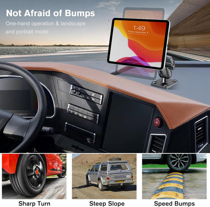 OHLPRO Magnetic Tablet Car Mount Holder, 360°Rotatable Drill Base iPad Wall Mount, Strong Magnet Tablet and iPad, Galaxy, Kindle, Fire HD, Truck, Car, Desk, Boat