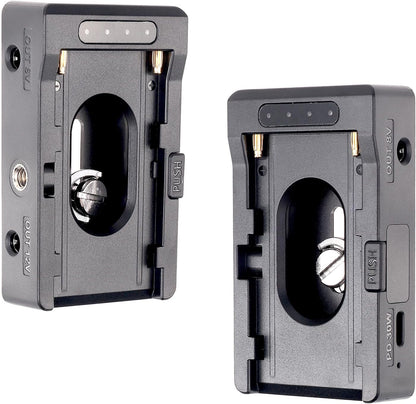 Foto4easy NP-F Battery Power Plate for NP-F970 NP-F960 NP-F770 NP-F550 NP-F570,DC 8V 12V USB-C Outputs 1/4" Cold Shoe Mount