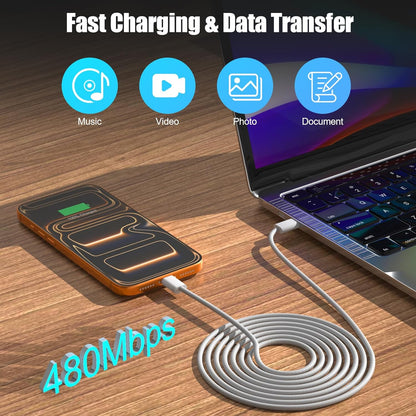 Dual Port USB A/C Charger for iPhone 16 Pro 10FT Woven USB C Fast Cable,2Pack Double Type A/C Charger Block Type C Nylon Braided Cable Cord for iPhone 16 Pro Max/16 Pro/16e,15 ProMax/15 Plus,iPad Pro