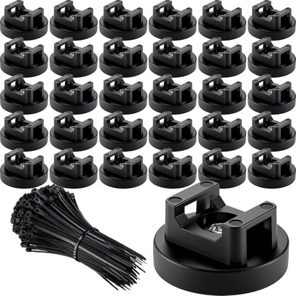 Yookeer 180 Pieces Magnetic Zip Tie Mount Multipurpose Cable Holder Magnets Magnetic Wire Management Bases with Heavy Duty Zip, Mount Nylon Cable Ties in Total (31mm)