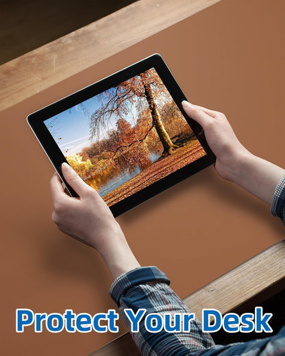Leather Desk Pad Blotter,Mouse Pad,Office Desk Mat, Non-Slip PU Leather Desk mat,Large Desk mat,Waterproof Keyboard mat for Office/Home/Decor (Brown,31.5" x 15.7")