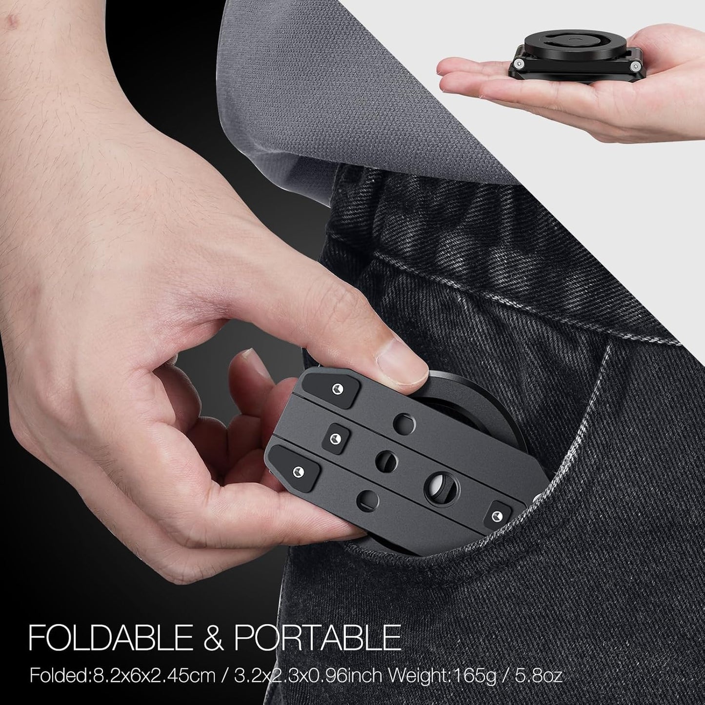 Magnetic Pocket Phone Tripod Foldable Compatible with Magsafe for iPhone 15/14/13/12 Plus Pro Max Series, Mini Cell Phone Tripod Mount Handle Smartphone Desk Stand Travel All in One