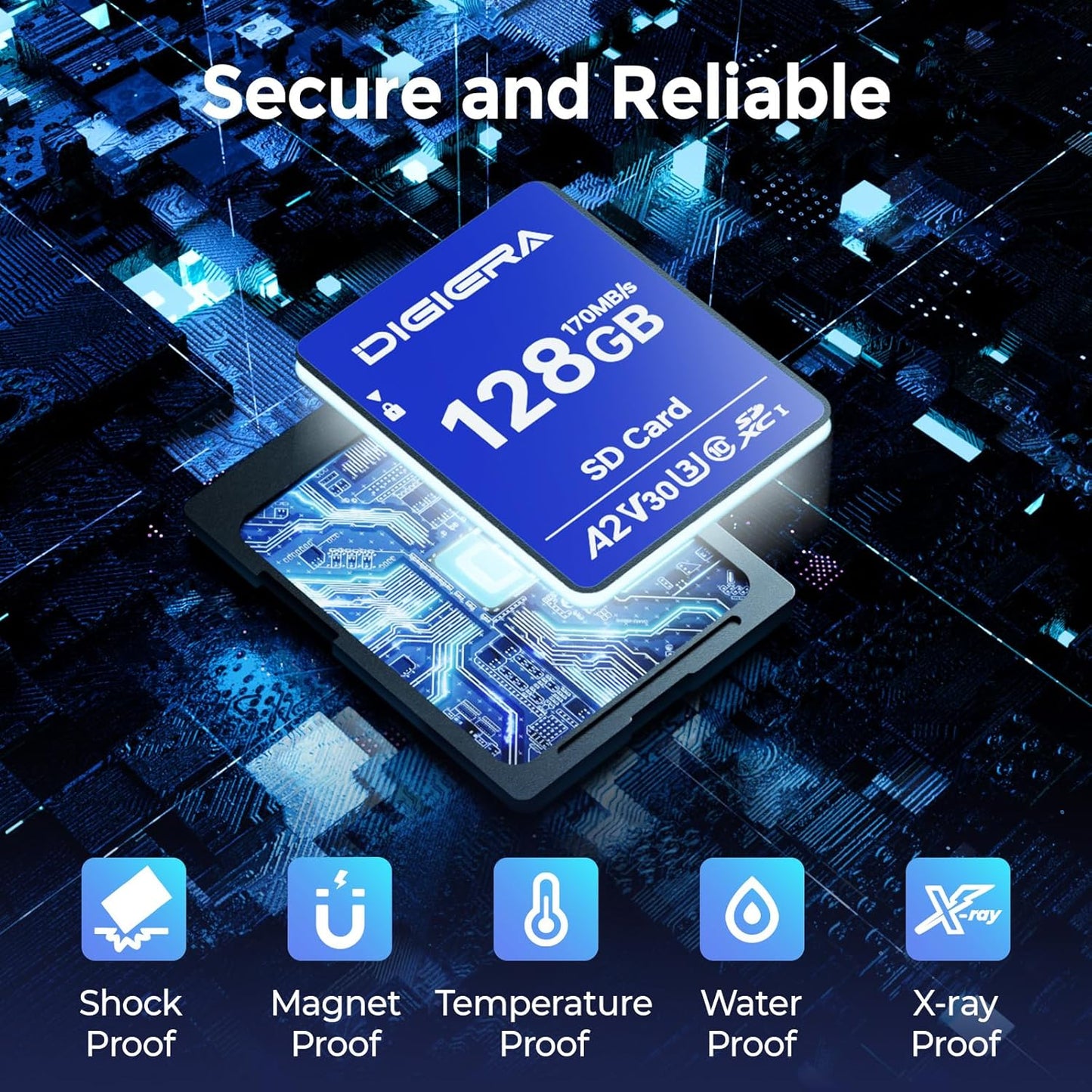 128GB LS100 SDXC UHS-I Memory Card - up to 170MB/s, C10, U3, V30, 4K UHD, SD Card for Computers, Digital Cameras, Home Theatre Devices, Car Navigation Systems (1 Pack)