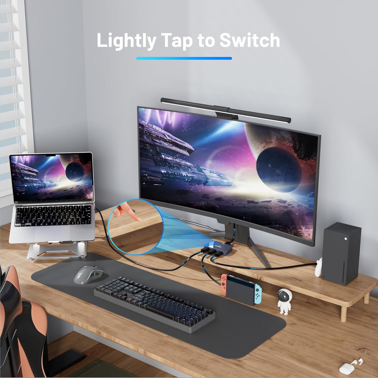 NEWCARE HDMI Switch 3 in 1 Out, 4K@60Hz HDMI 2.0 Switch with 2.6FT HDMI Cable, 3-Port HDMI Switcher Selector, Supports 4K 30Hz 3D 1080P HDCP2.2 for PS5 Xbox DVD Player Fire Stick PC, Grey