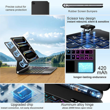 for iPad Pro 13 Inch Case with Keyboard (M4, 2024)，Magic-Style Magnetic – 7 Colors Backlight -Floating Cantilever Stand - Multi-Touch Trackpad Keyboard Case for iPad Pro 13