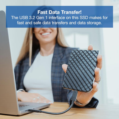 Verbatim 256GB Portable SSD External Hard Drive Store ‘n’ Go USB 3.2 Gen 1 USB-C Adapter Included - External Solid State Drive