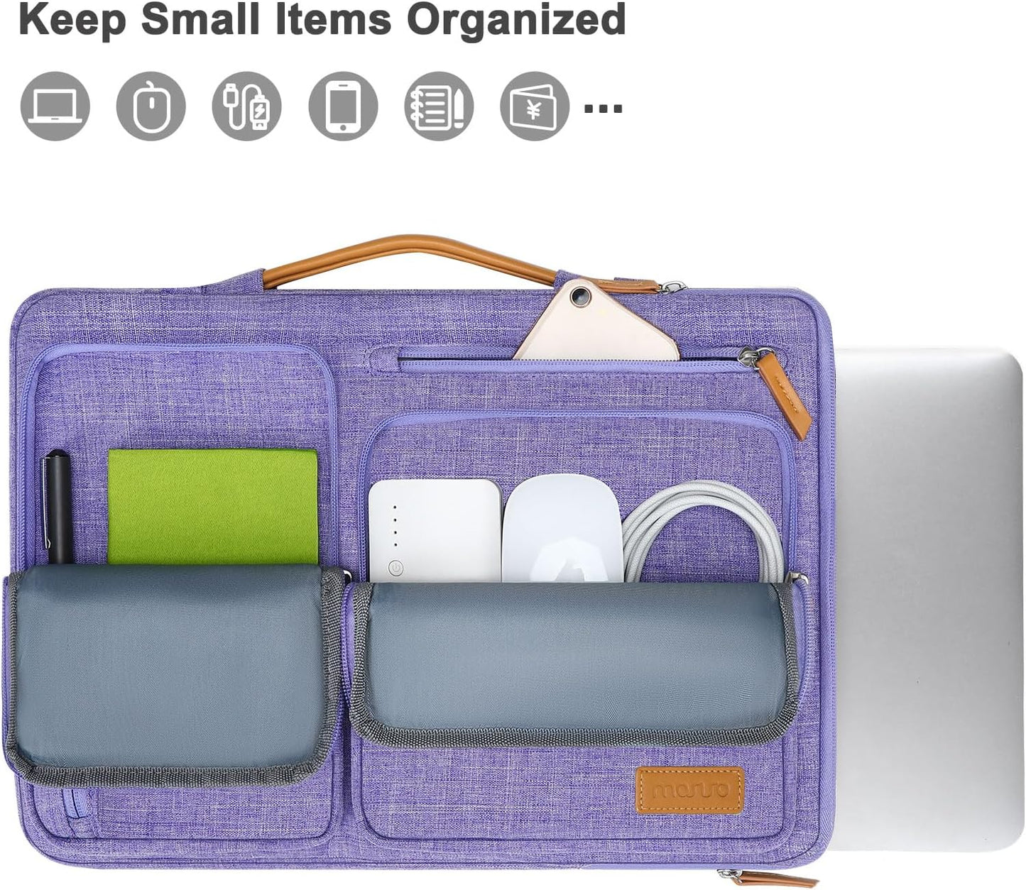 MOSISO 360 Protective Laptop Case 15 inch, 15 inch Laptop Sleeve Compatible with MacBook Air M4 M3 M2 2025 2024 2023, Dell XPS Plus, Side Open Carrying Case with 4 Zipper Pockets&Handle, Purple