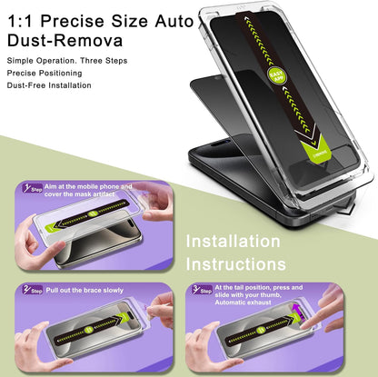 (2-Pack Matte Privacy Anti-Spy Screen Protector for iPhone 15 Pro Max (6.7-Inch),9H Tempered Glass,Anti-Glare,Full Coverage,Anti-Fingerprint,Auto Dust Removal,Bubble-Free