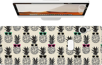 Pop Art Pineapple Gaming Mouse Pad, Large Office Desk Mat, Anti-Slip Rubber Base Mousepad for Computer Laptop Keyboard, Smooth Desk Pad for Home Office Gamer Work Accessories 31.5" x 11.8"