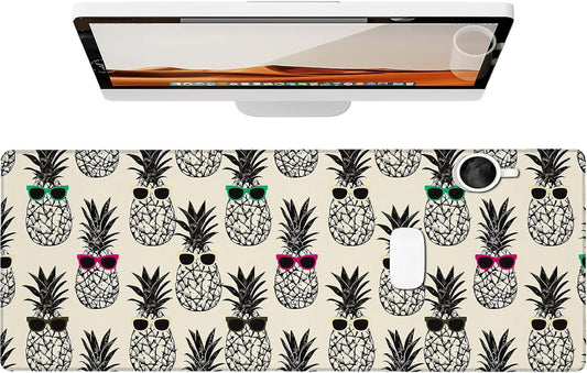 Pop Art Pineapple Gaming Mouse Pad, Large Office Desk Mat, Anti-Slip Rubber Base Mousepad for Computer Laptop Keyboard, Smooth Desk Pad for Home Office Gamer Work Accessories 31.5" x 11.8"
