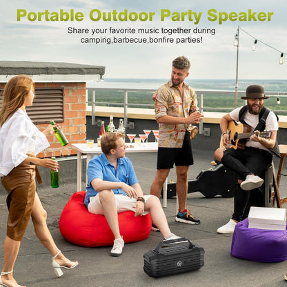 Bluetooth Speaker 120W Peak 80W Portable Wireless Hi-Fi Loud Outdoor IPX6 Waterproof Big Party Speakers with Deep Bass, TWS Pairing, DSP Sound Boombox for Home Camping Beach
