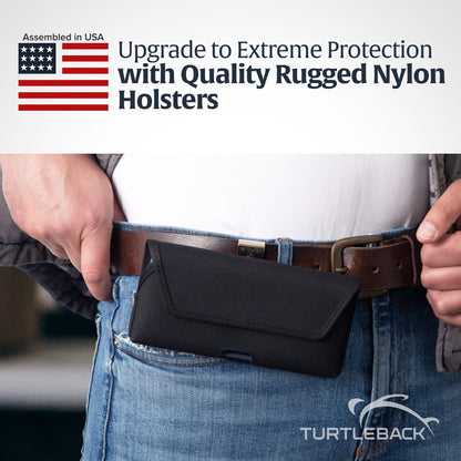 Turtleback Belt Clip for iPhone 16 Pro Max, 15 Pro Max, 14 Pro Max -Large- Fits w/Defender Bulky Style Cases, Premium Black Nylon, Horizontal Belt Holder, Magnetic Closure HD Rotating Belt Clip