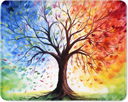 ITNRSIIET Mouse Pad with Stitched Edge Premium Textured Smooth Precise Operation Waterproof Washable Non-Slip Rubber Base Desktop Protection Mat, 10.2×8.3×0.12 inches, The Tree of Life