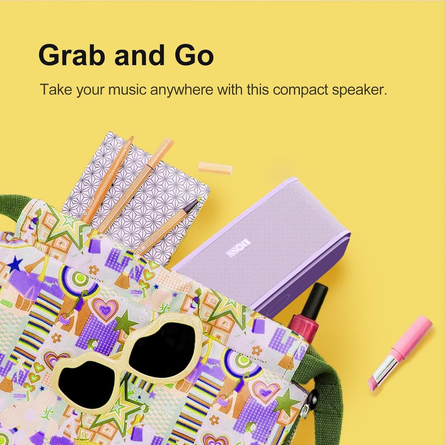 DOSS SoundBox Touch Wireless Bluetooth Speaker with 12W HD Sound and Bass, IPX5 Water-Resistant, 20H Playtime, Handsfree, Portable for Office, Home, Outdoor, Travel-Purple