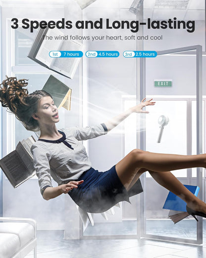 Gaiatop Mini Portable Fan, Small and Powerful, Cute Design 3 Speed Personal Handheld fan and Desktop with Base, Lightweight USB Rechargeable for Travel Lash Makeup Girl Women Summer Gift White