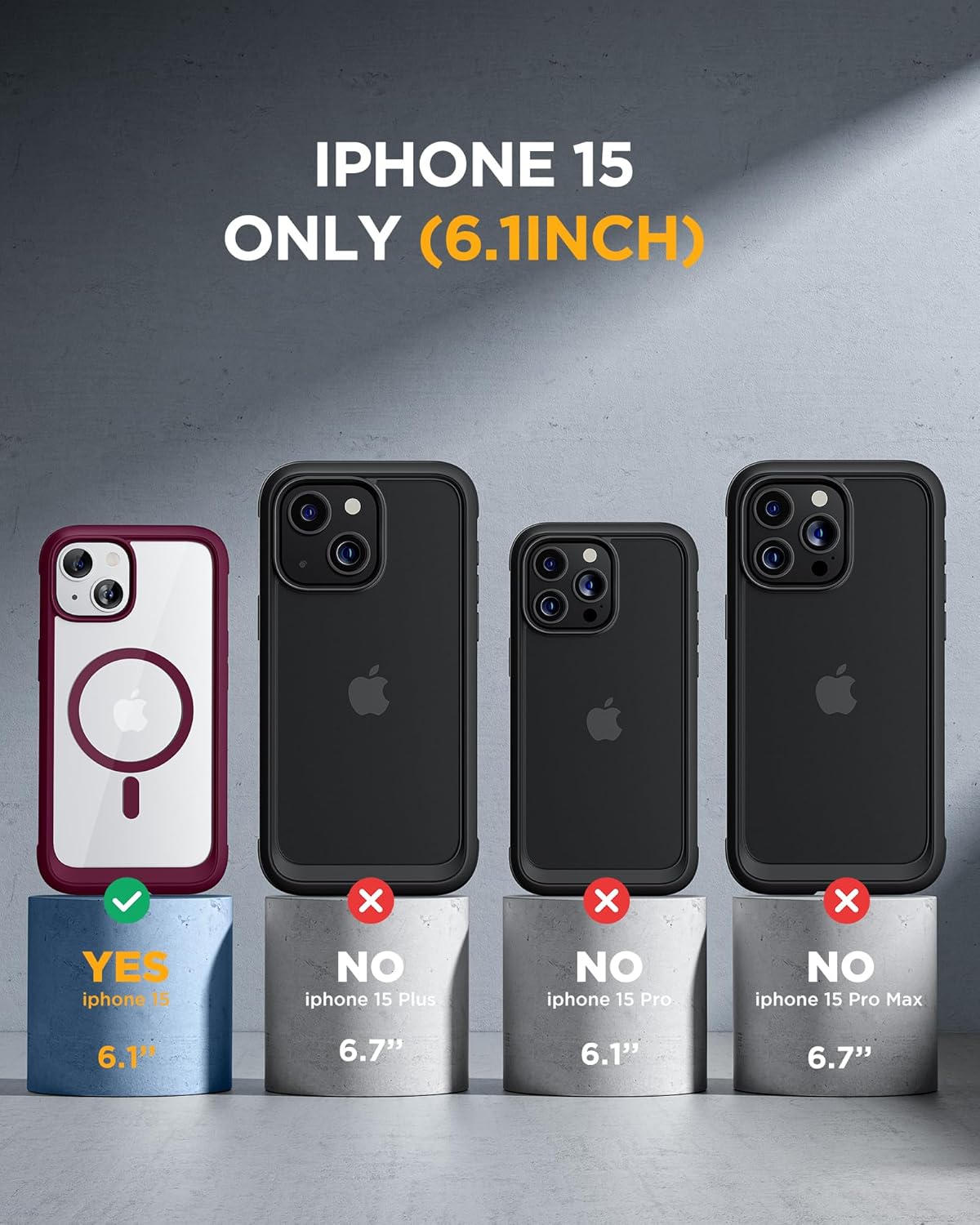 Miracase Glass Series for iPhone 15 Case [Compatible with MagSafe] Full-Body Magnetic Case with Built-in 9H Tempered Glass Anti-Fingerprint Screen Protector + Camera Lens Protector, Wine Red