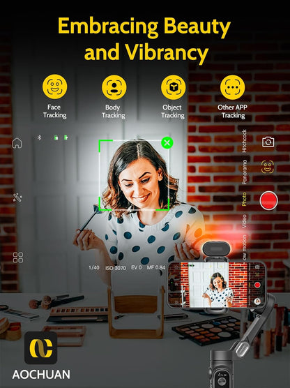 Handheld Gimbal Stabilizer for iPhone 15/14 Android Phone 3-axis Phone Stabilizer for Video Recording Vlogging, Smartphone Gimbal w/RGB Light,AI Tracking for TikTok YouTube(Smart X Kit Black)