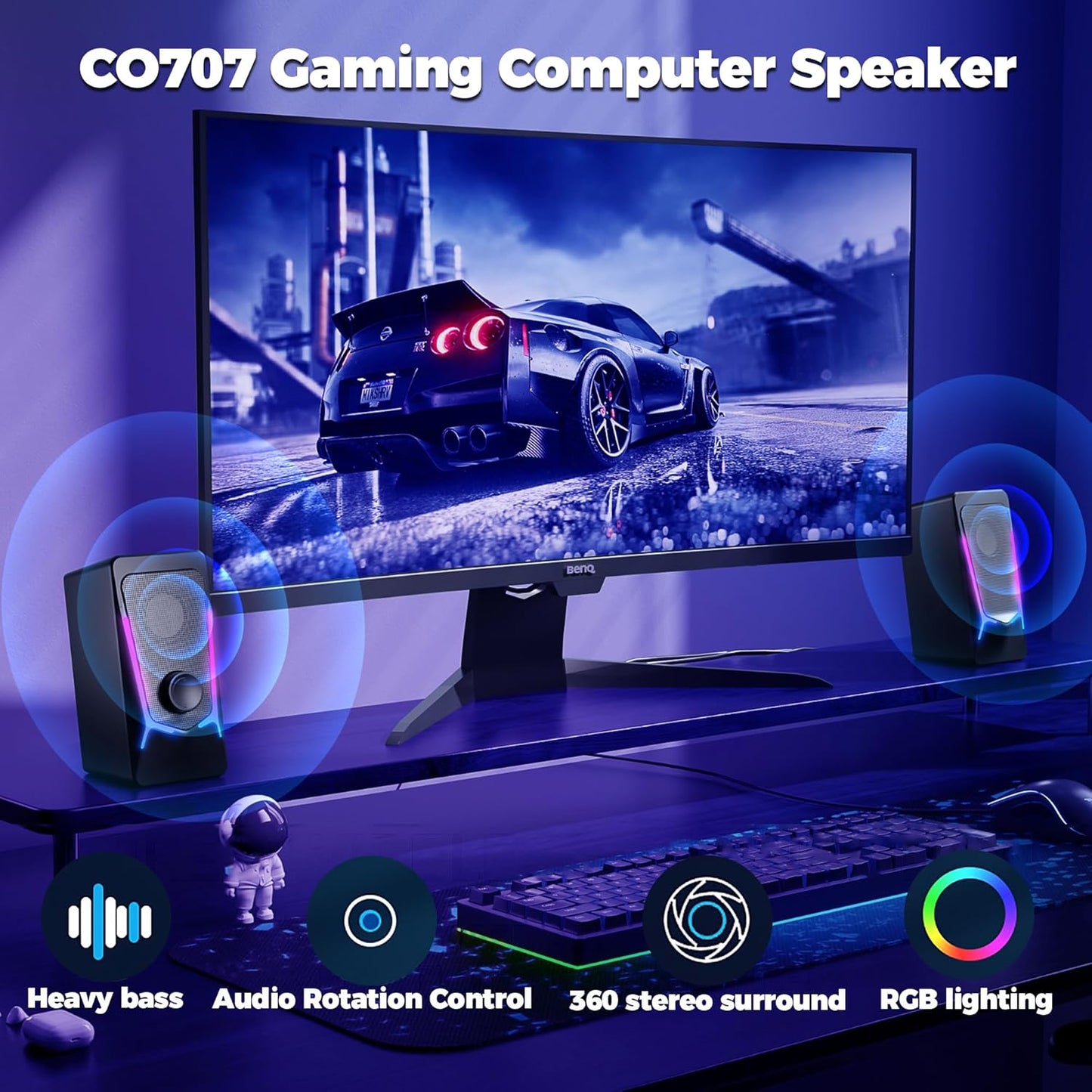 ROSON Computer Speakers, Gaming PC Speakers with Enhanced Bass and Volume Control, Stereo 2.0 USB Powered 3.5mm Aux Multimedia Speakers for Laptop/Desktop/Tablets/Phone