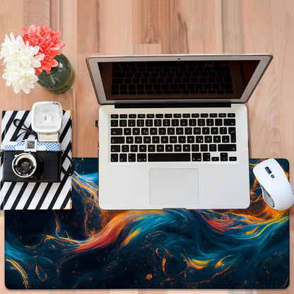 Gaming Desk Pad Large Extra Length Abstract Colorful Art Mouse Pad Keyboard Laptop Non-Slip Waterproof with Rubber Base Thick Stitched Edge Mouse Mat for Office Home 35.4 x 15.7 Inches