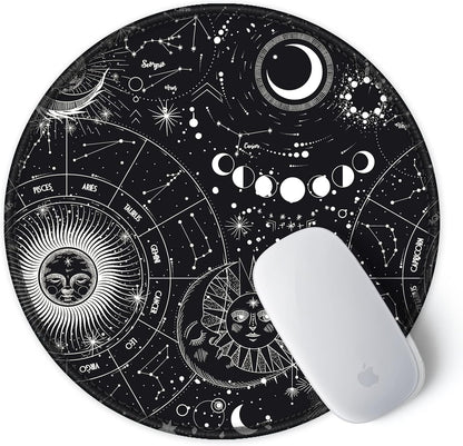 ITNRSIIET Round Mouse Pad with Stitched Edge Premium-Textured Waterproof Non-Slip Rubber Base Desktop Protection Mat Diameter 8.7 inches, Sky Spirit