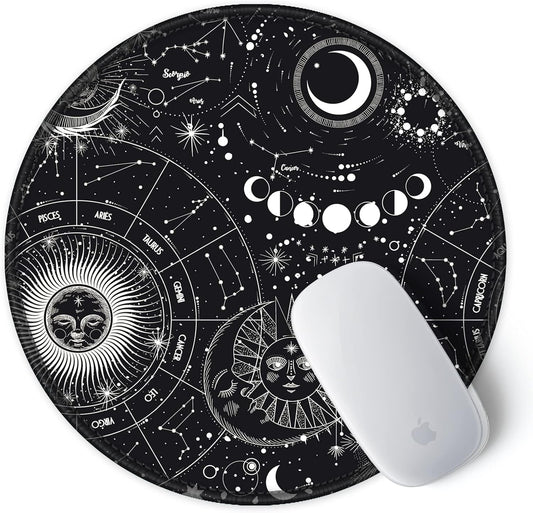 ITNRSIIET Round Mouse Pad with Stitched Edge Premium-Textured Waterproof Non-Slip Rubber Base Desktop Protection Mat Diameter 8.7 inches, Sky Spirit