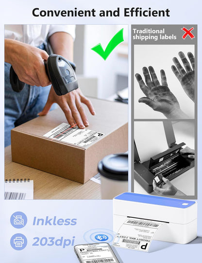 Phomemo Thermal Label Printer, 4X6 Shipping Labels Printer for Small Business, Wireless Label Printers for Package for Phone & Pad & PC, Used for Ebay, UPS, Shopify, TikTok, USPS, FedEx, DHL, Temu