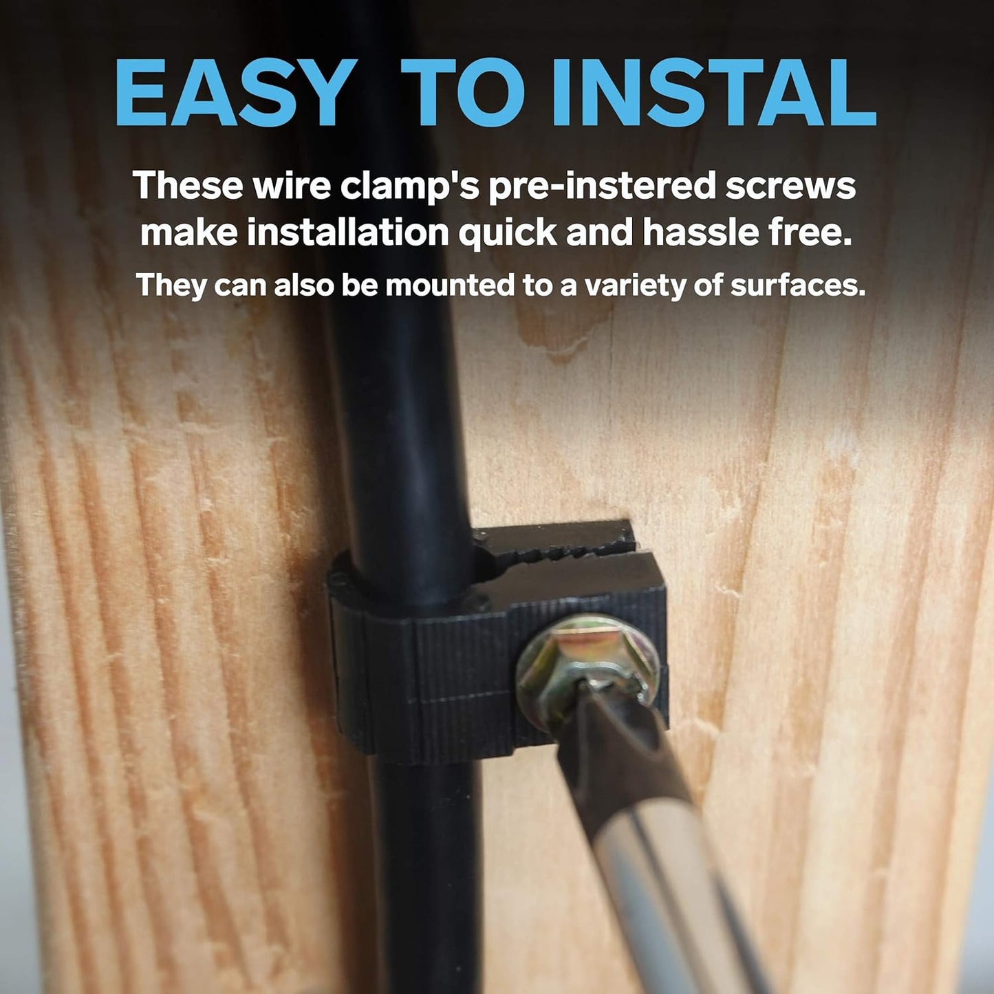 STEREN Coaxial Cable Clips - Cable Holder - Siding Clips for Hanging - Cord Holder for Desk - Cable Clamps - Cord Clip - Wire Organizer Clips - Tv Mount Screws (Black, 100 Count - Single Screw)