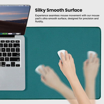 ALOANES Dark Green Waterproof Desk Mat,Large Extended Mouse Mat,Office Desk Protector with Anti-Slip Base,Stitched Edge,Grain Jacquard Surface,Perfect for Gamer,Office&Home, XL(11.81''x27.56''x0.12'')