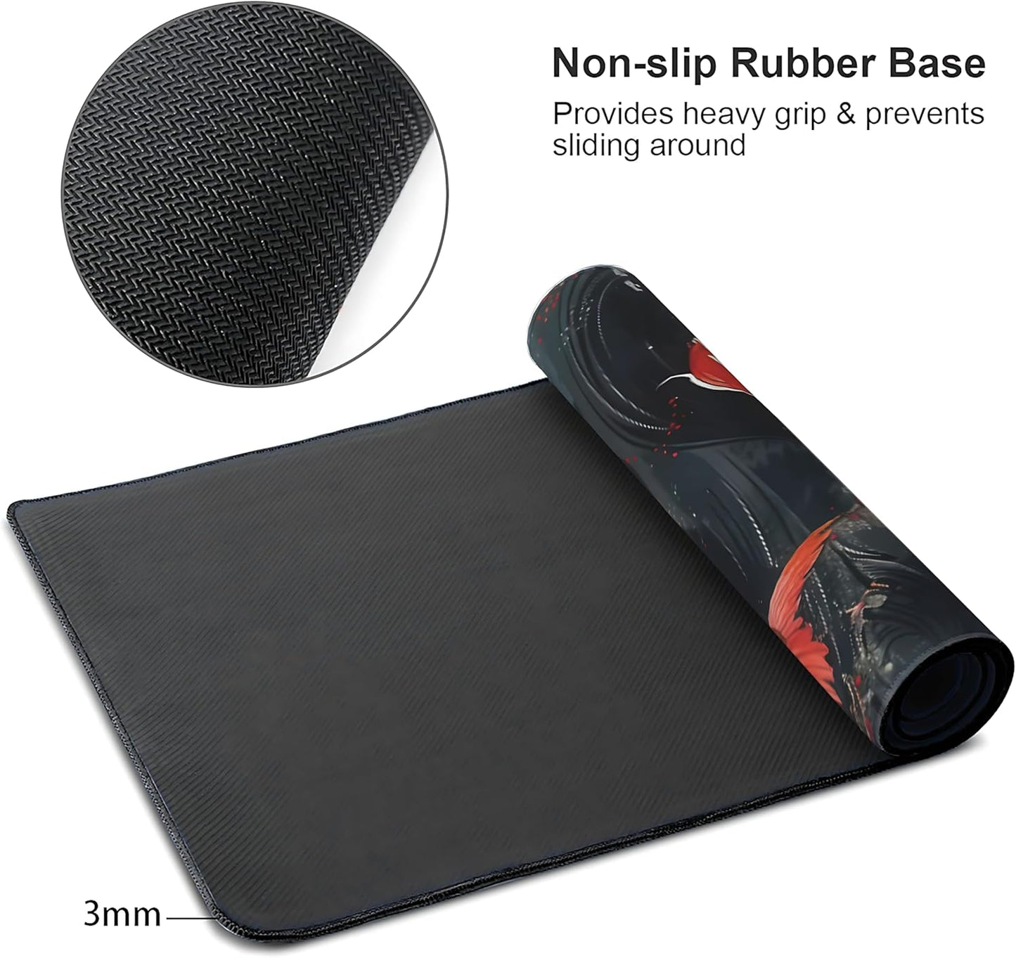 Koi Fish Large Mouse Pad,Gaming Keyboard Desk Pad,Extended Mouse Mat Non-Slip Rubber Base with Stitched Edges for Office Game Home XXL 35.4"x15.7"