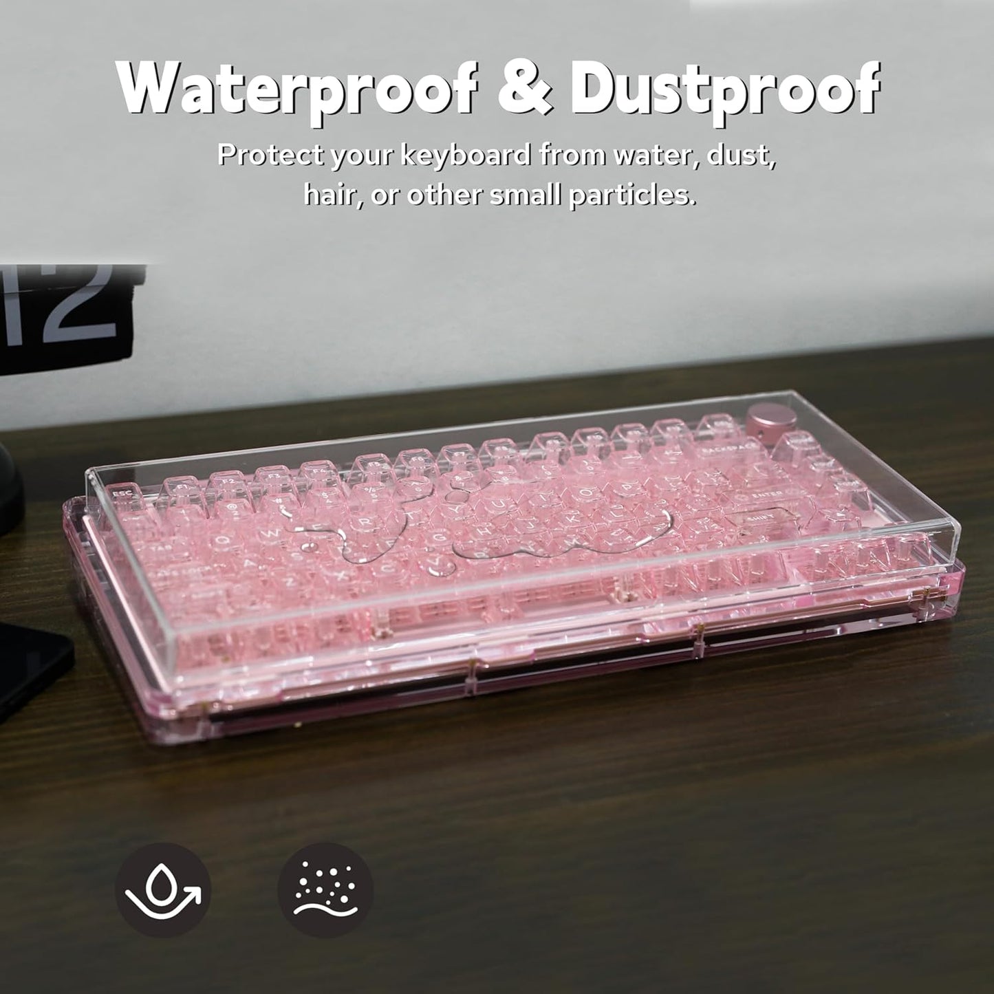 KiiBoom Premium Acrylic Transparent Keyboard Dust Cover, Waterproof, Anti-Dust, Anti-Cat Protector Cover Lid for Mechanical Keyboard (Clear, 12.6'' x 5.3'' x 0.78'')